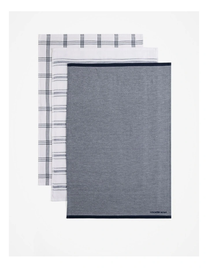 Xave Australian Cotton Tea Towel Pack of 3 in Navy