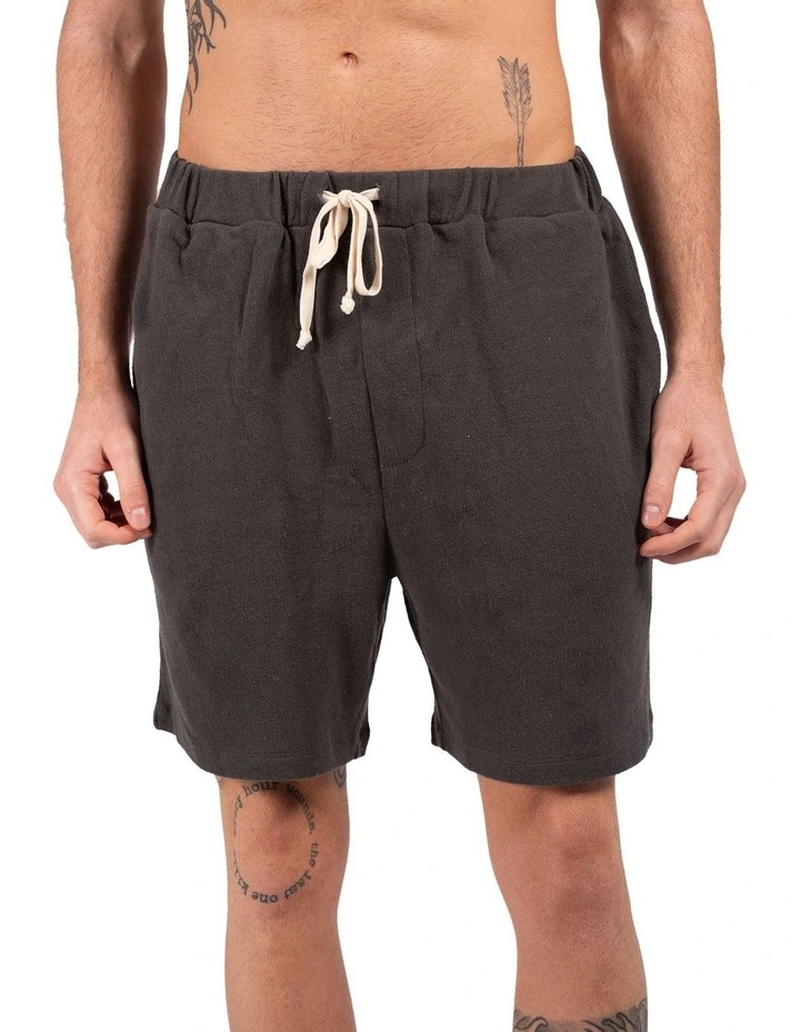 Loose Knit Lounge Shorts in Charcoal