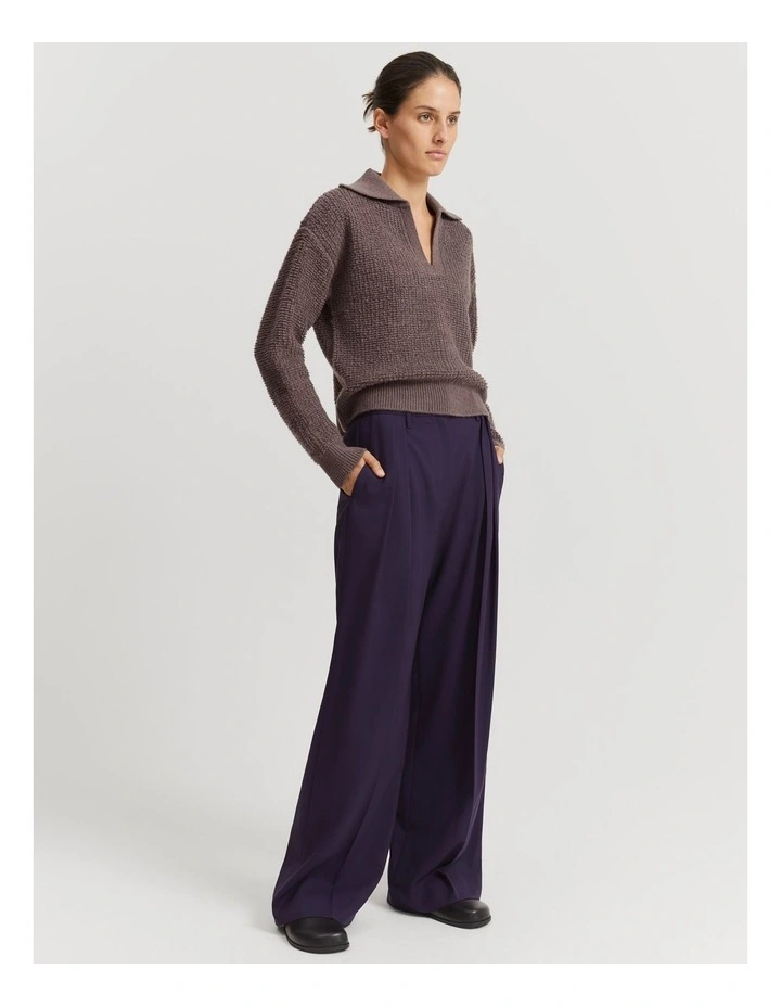 Boucle Collared Knit in Truffle Marle