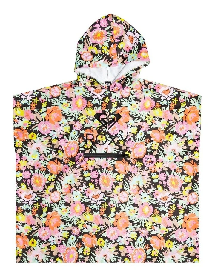 Confetti Beach Poncho Towel in Anthracite Floral Escape