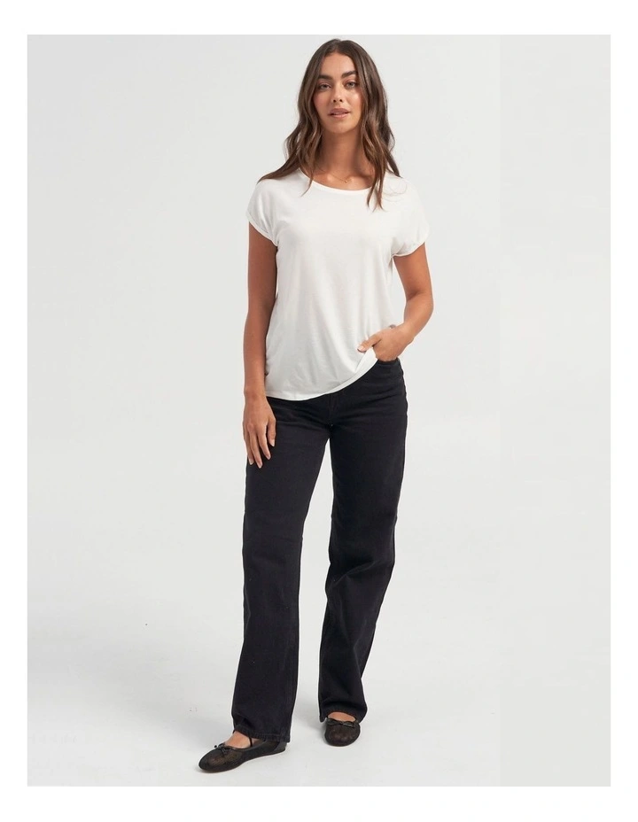 Ava Round Neck Tee in White
