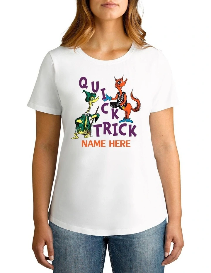 Women's Dr Seuss Halloween Quick Trick Personalised Cotton T-Shirt