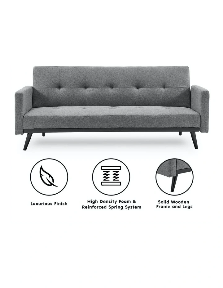 3 Seater Sofa Bed Lounge Futon Couch Modular Furniture Home Linen Fabric Light Grey