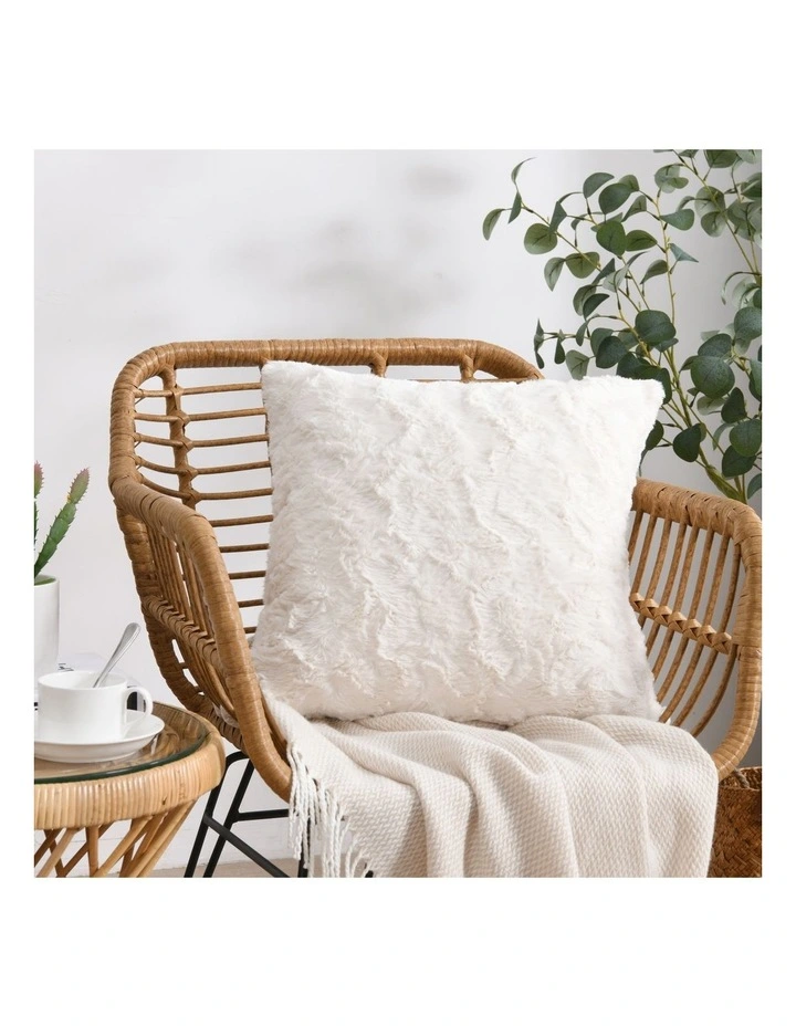 Maya Faux Fur Cushion 45x45cm in Natural