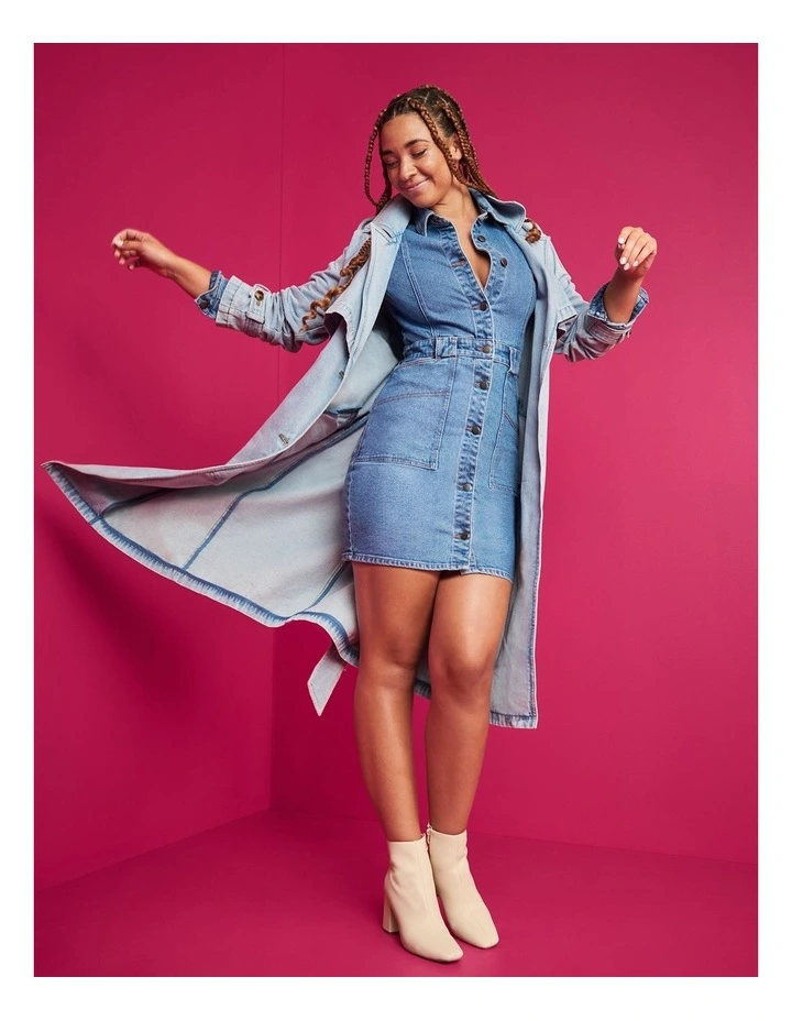 Kayla Denim Dress in Blue