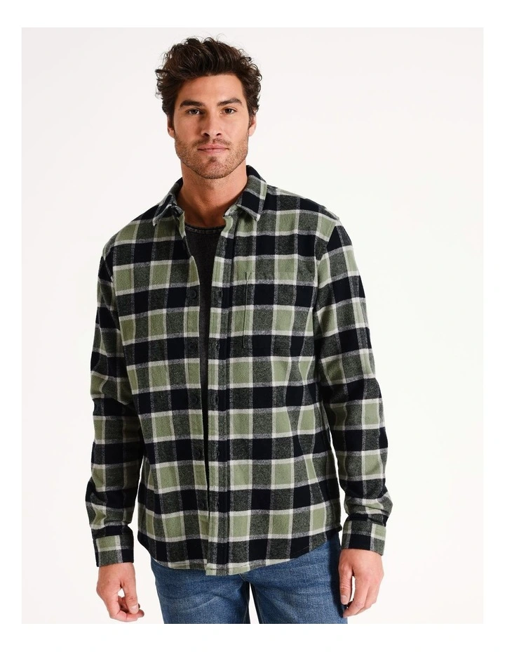 Catani Check Long Sleeve Shirt in Green