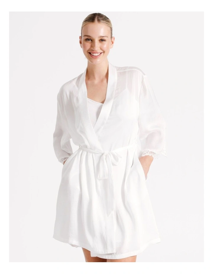 Signature Satin Robe in Ivory