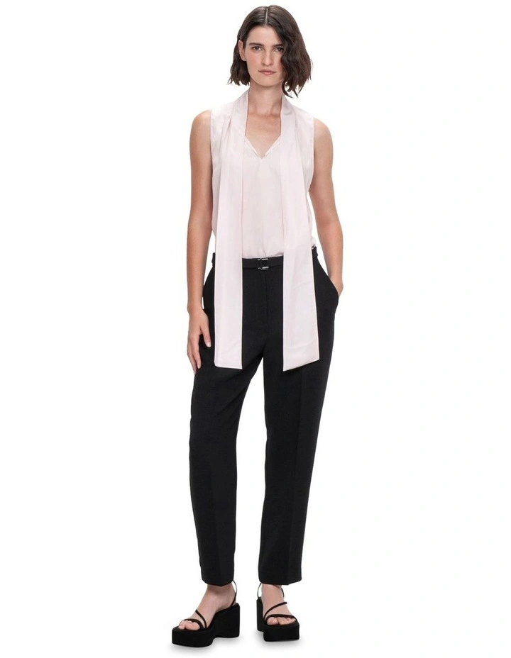 Smooth Viscose Blend Pussy Bow Top in Pearl Pink