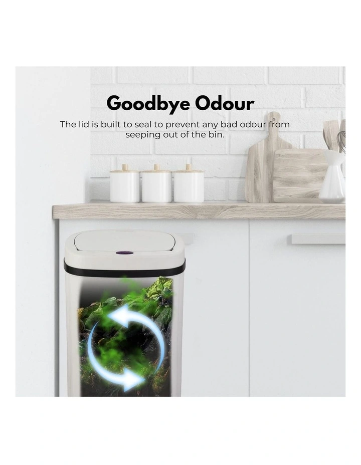 Motion Sensor Rubbish Bin 70L Oval in White