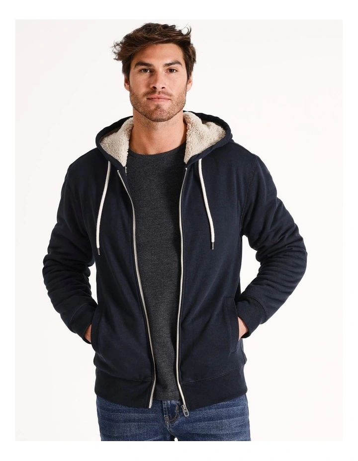 Seth Sherpa Hoodie in Ink
