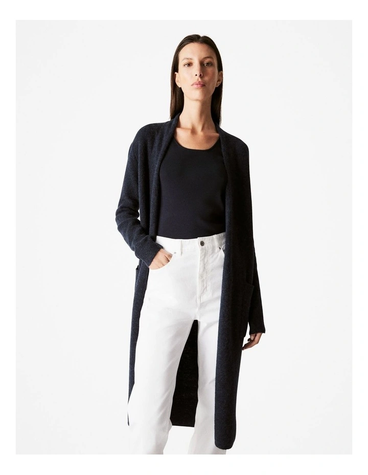 Alpaca Merino Blend Longline Cardigan in Night Sky