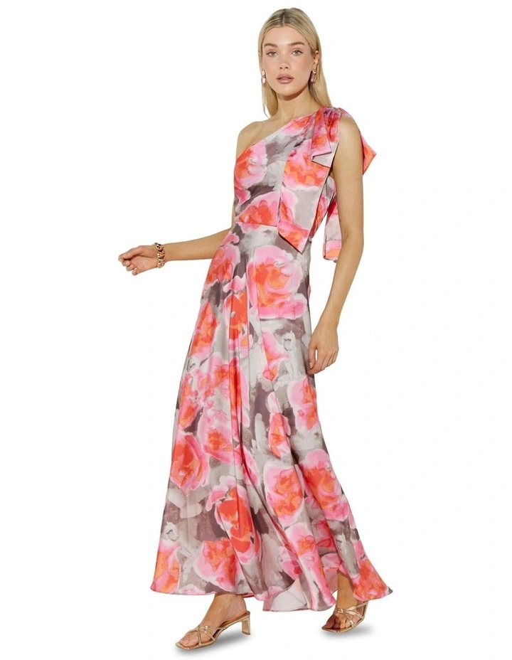 Katya Printed One Shoulder Dress in Pink
