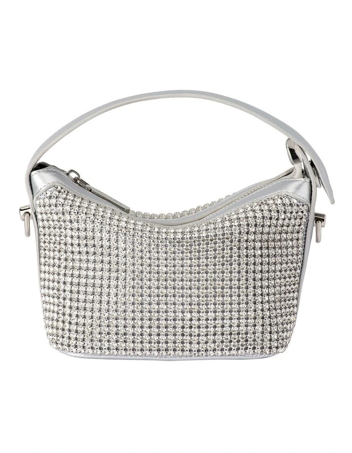 Alexandra Crystal Top Handle Bag in Silver