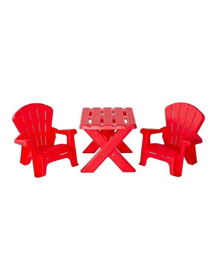 Durable Table and Two Child-sized Chairs Set in Red