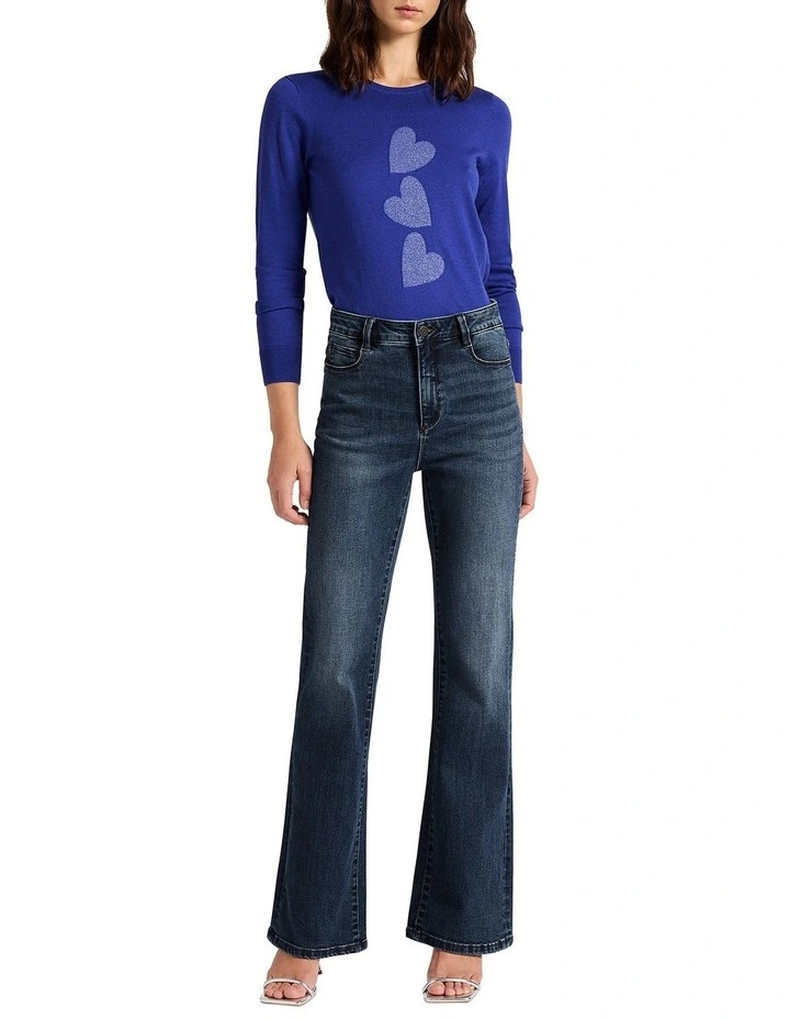 Heart Time Lover CSC Knit Top in Ultramarine Melange