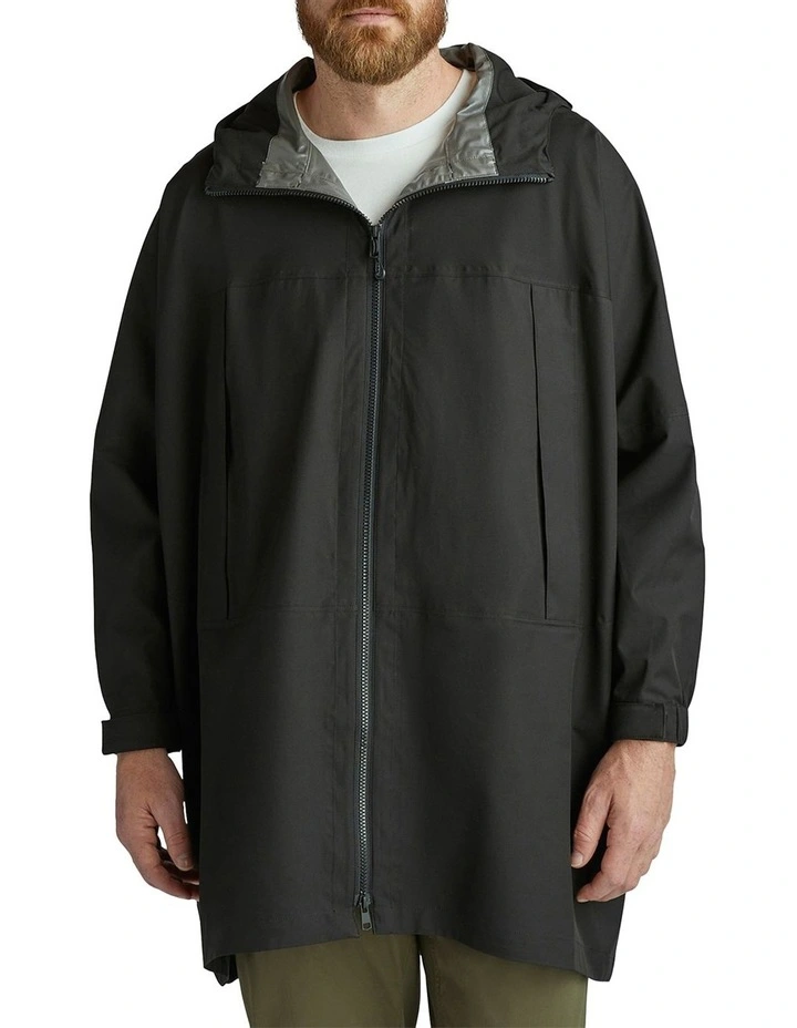 Packable Hooded Poncho in Black