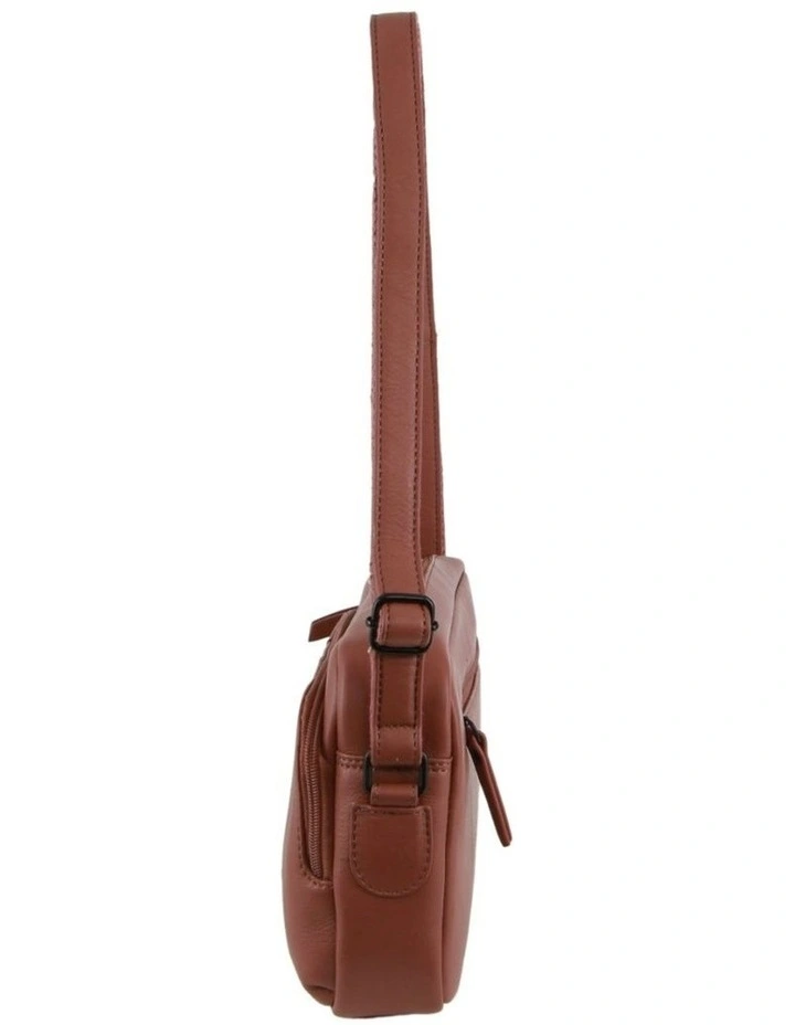 Leather Multi-Zip Cross-Body Bag in Rose