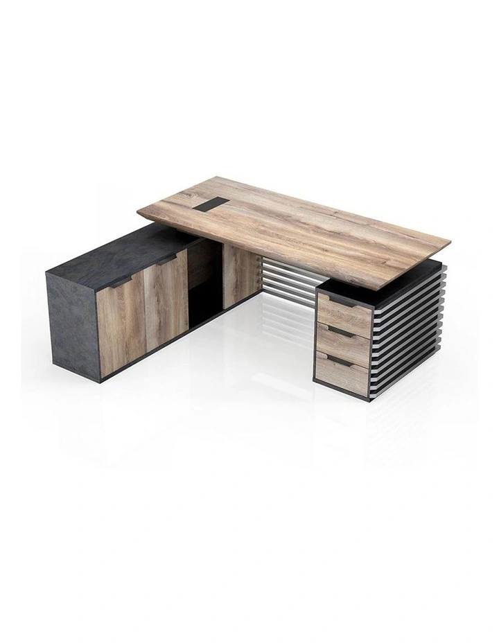 PHOENIX Executive Desk 1.8m in Warm Oak and Black