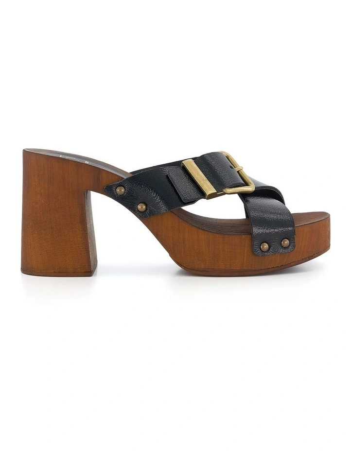 Justly Block Heel Sandal in Black