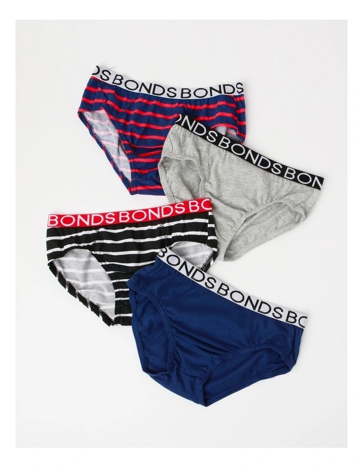 Kids Brief 4 Pack in Blue/Red