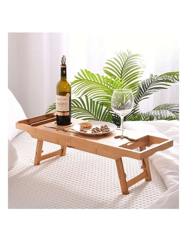Bamboo Bed And Bathtub Caddy Tray 75.5x25.5x6cm in Natural Brown
