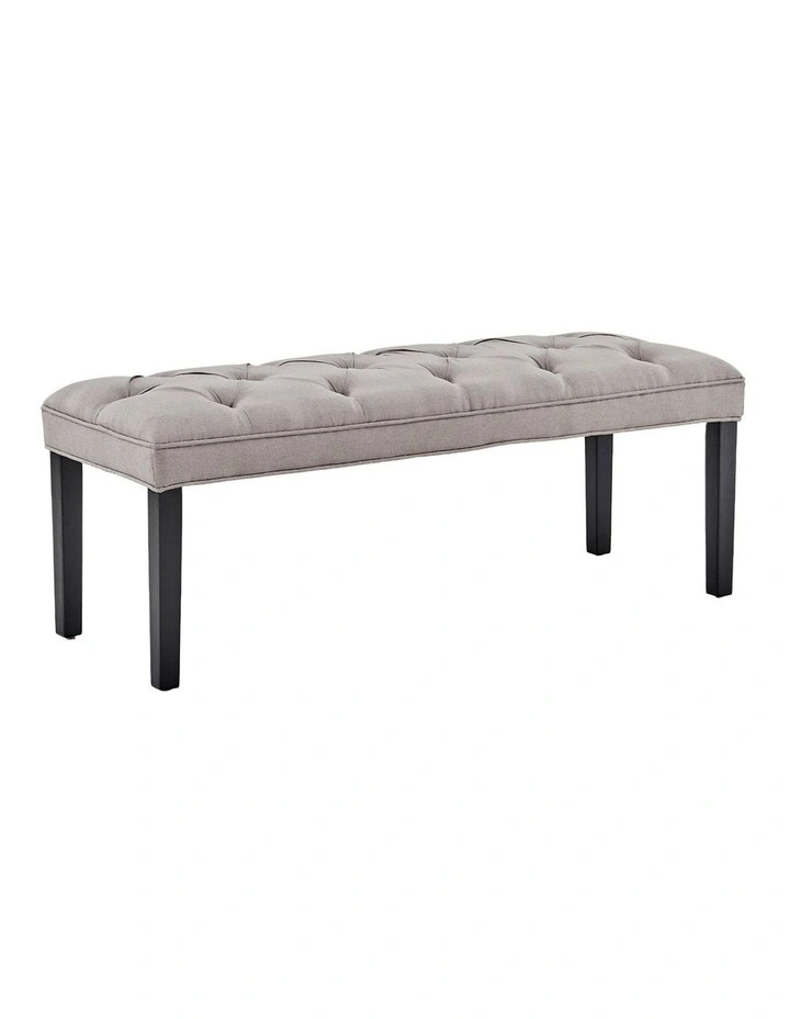 Cate Button-Tufted Upholstered Bench in Light Grey