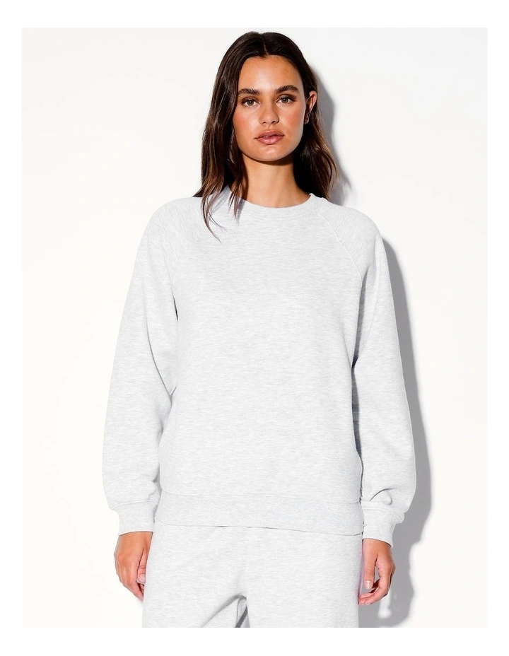 Oversized Crew Neck Sweat Top in Grey