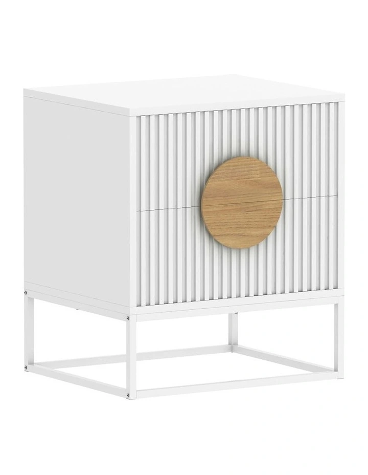 Belmonte Fluted Bedside Table in White
