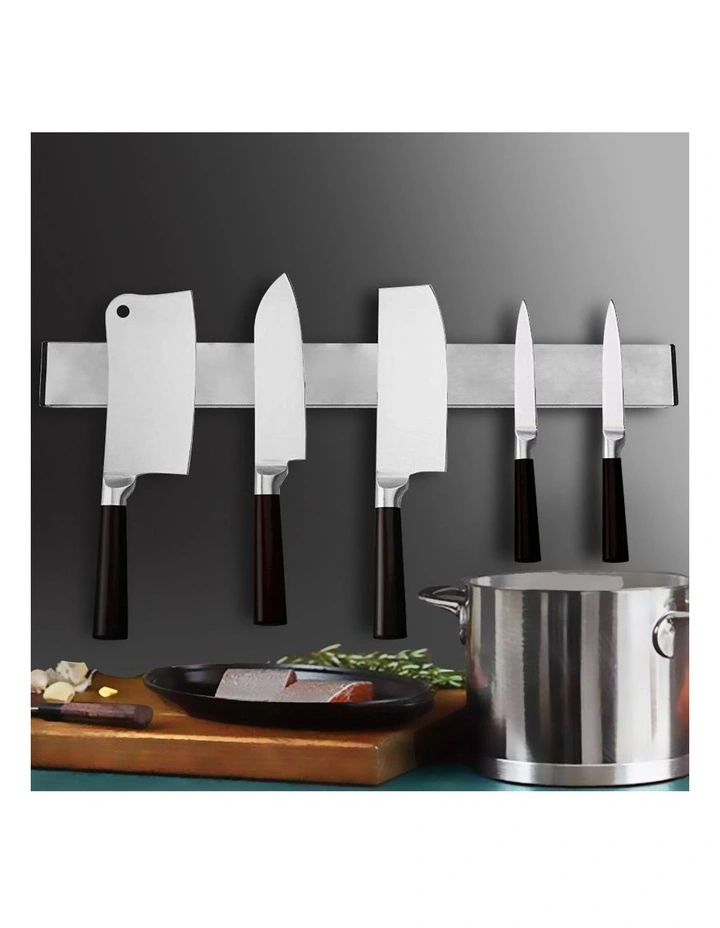 Knife Holder Block Magnetic Rack Stainless Steel 40cm in Silver