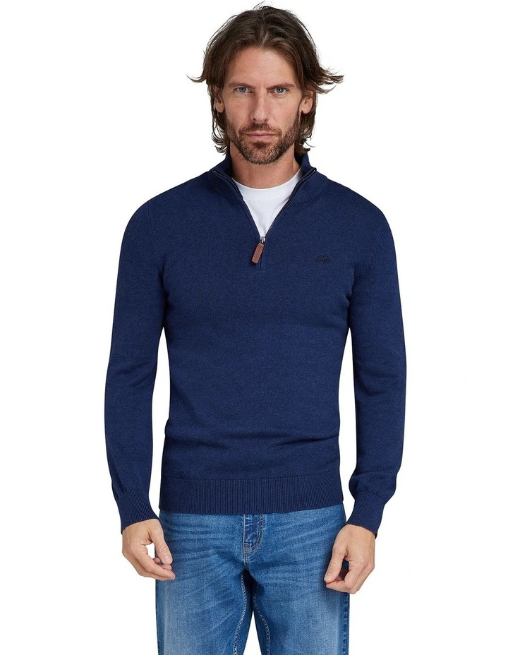 Classic Quarter Zip Knit in Navy