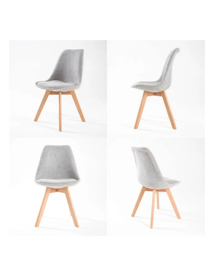 Retro Cafe Padded Dining Chair 4 Set in Grey