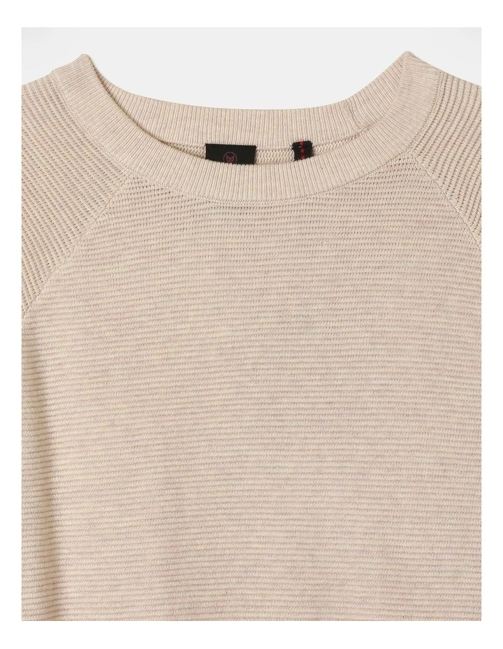 Knitted Ottoman Crew Neck Jumper in Beige