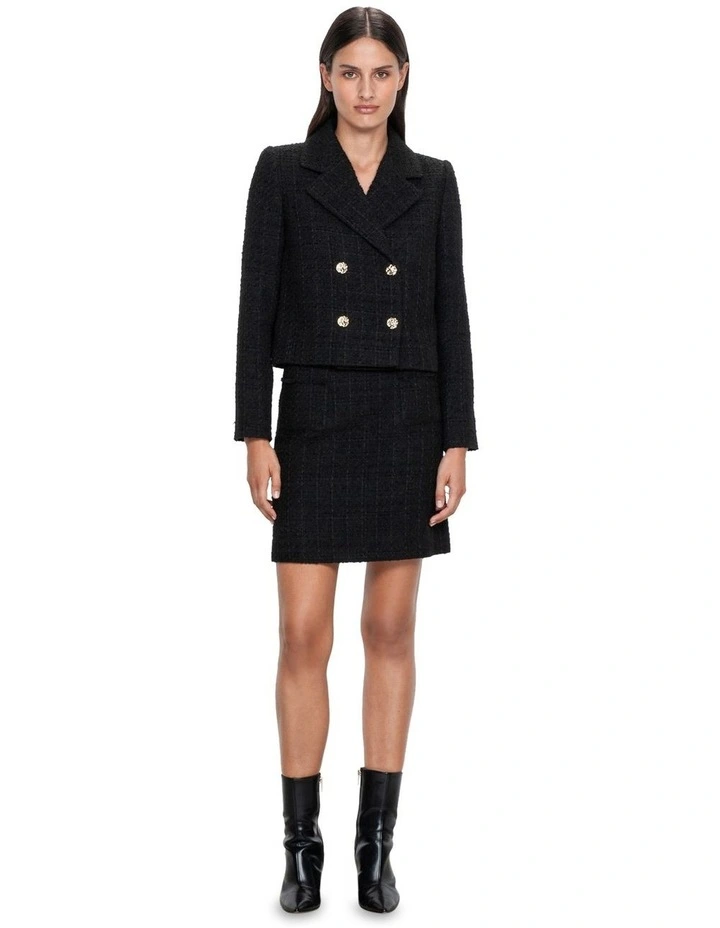 Noir Tweed Mini Skirt in Black