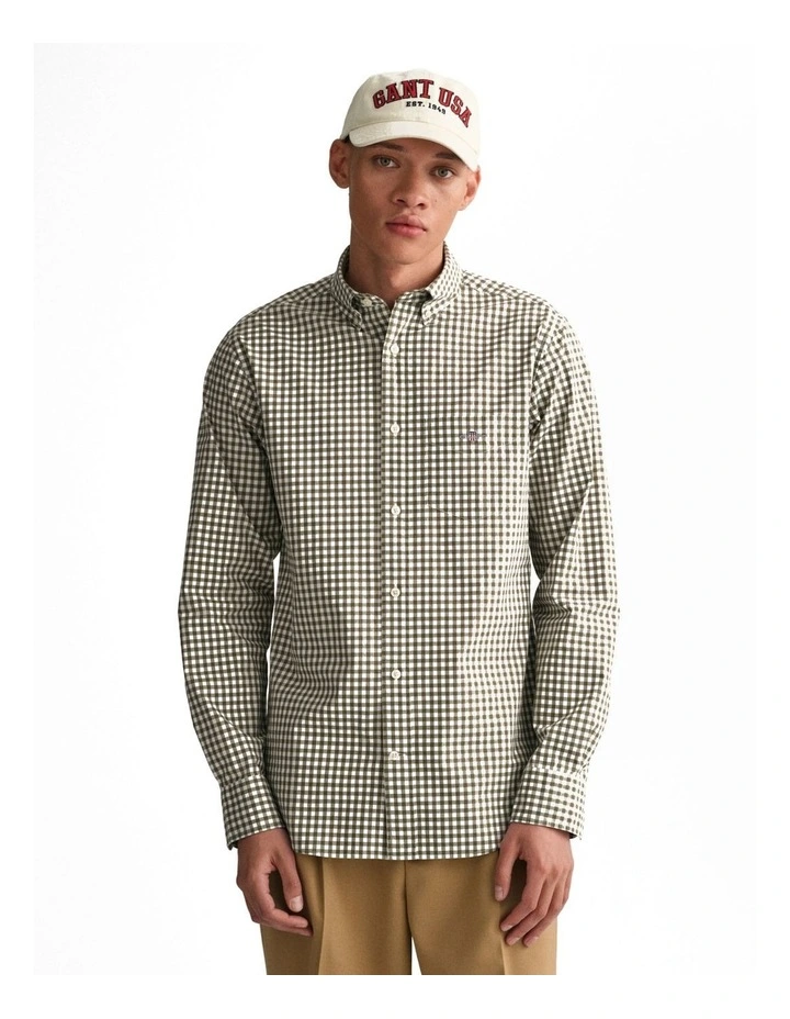 Gingham Poplin Shirt in Juniper Green