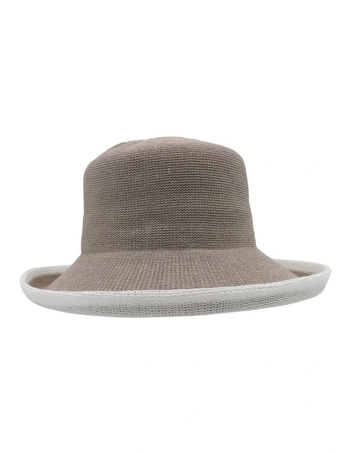 Belle Breton Hat in Mushroom/White
