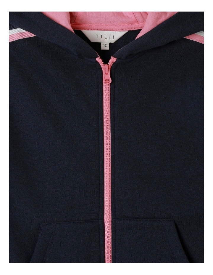 Fleece Zip Thru Sweat Top in Navy