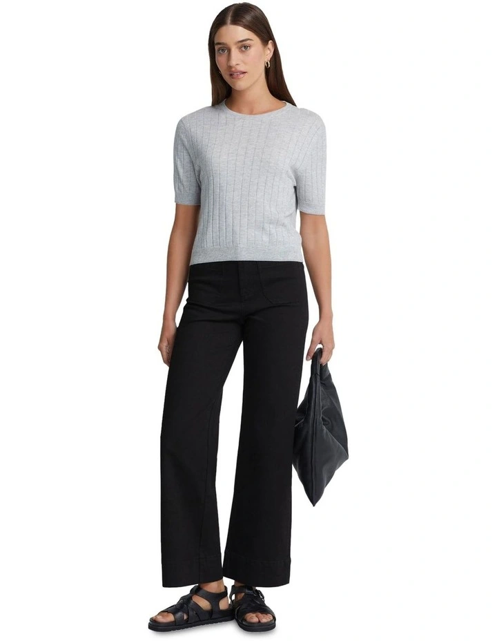 Monica Rib Knit Top in Silver Grey