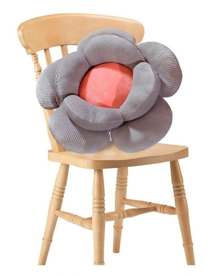 Double Flower Shape Cushion in Grey