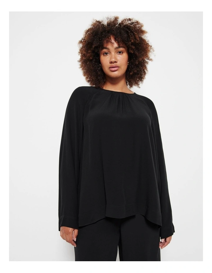 Gather Neck Top in Black