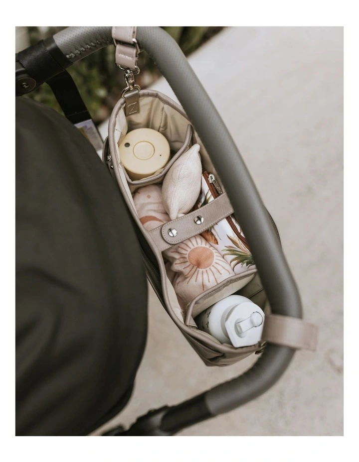 Signature Vegan Leather Pram Caddy in Taupe