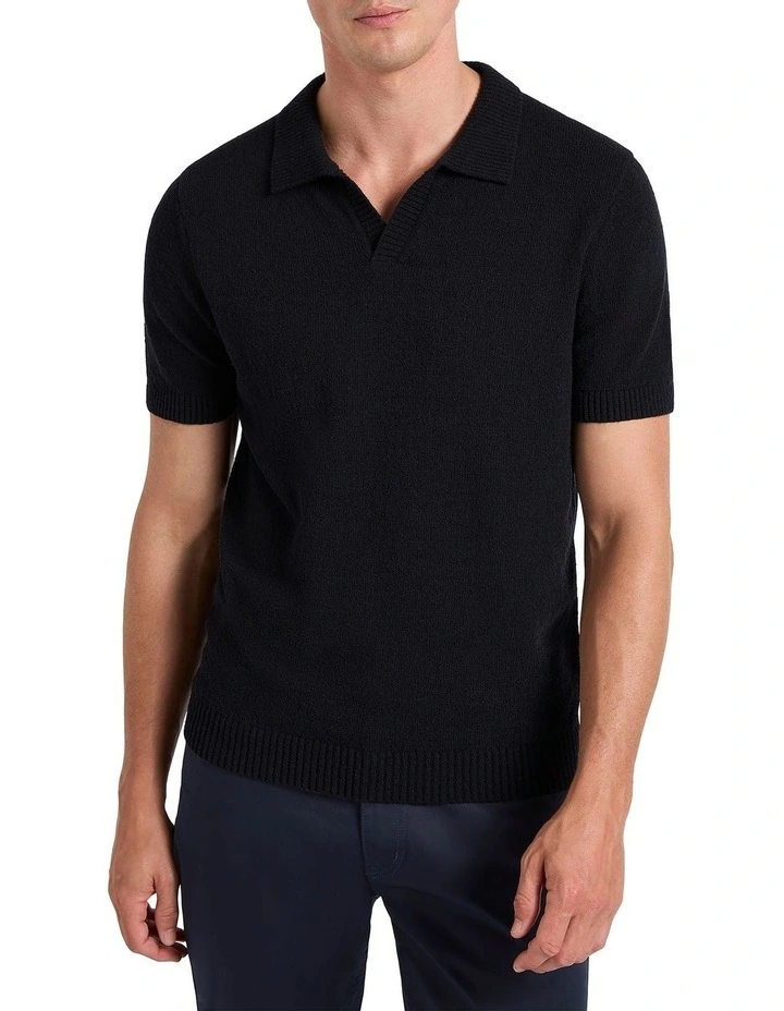 Thompson Knit Polo Shirt in Black