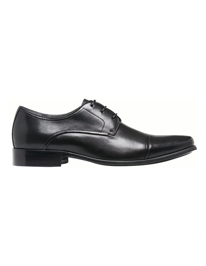 Knock Toe Cap Black Derby Lace Up Dress Shoe