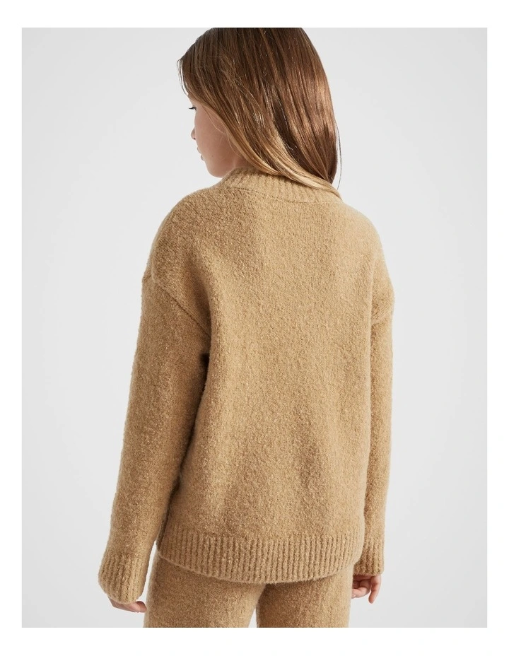 Boucle Knit Sweater in Caramel