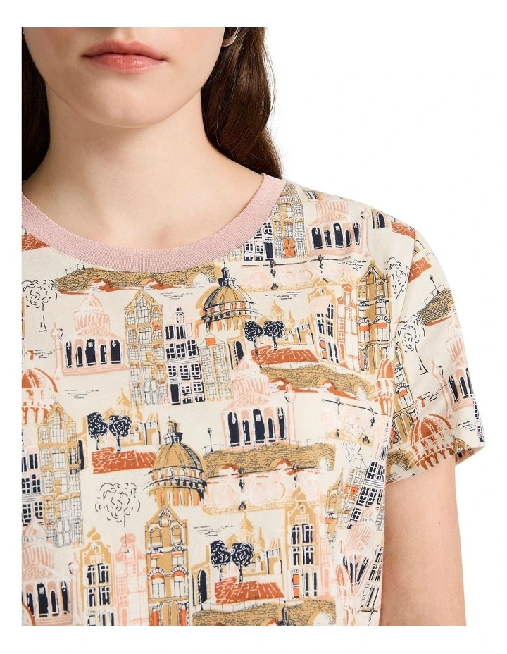 Town By The River Tee in White Multi
