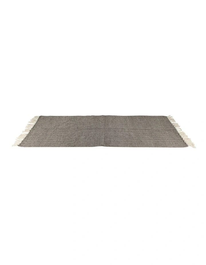 Maeve Faux Mohair Throw Blanket With Fringing 170x130cm in Black
