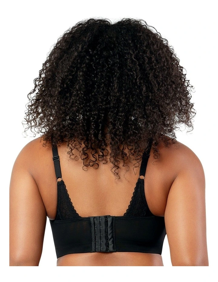 Mia Dot Longline Padded Lace Bralette in Black