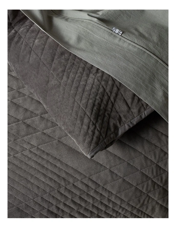 Ashley Corduroy Quilted Quilt Cover Set in Iron