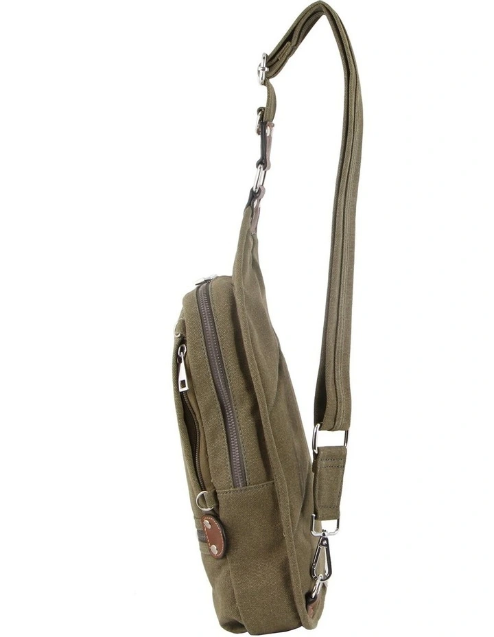 Canvas Cross Body Sling Bag in Brown