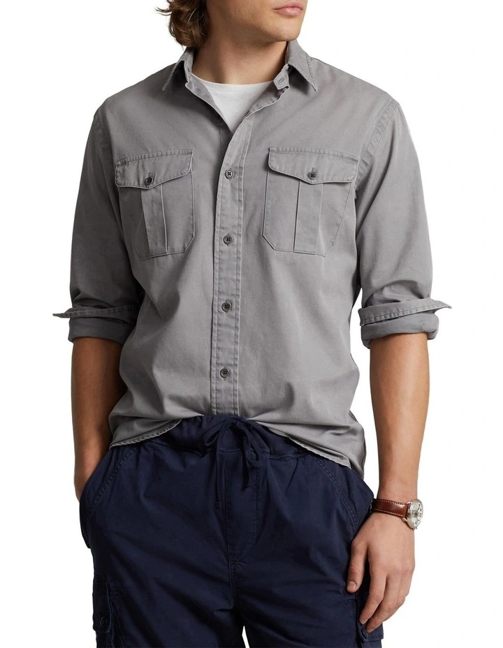 Classic Fit Chino Workshirt in Grey