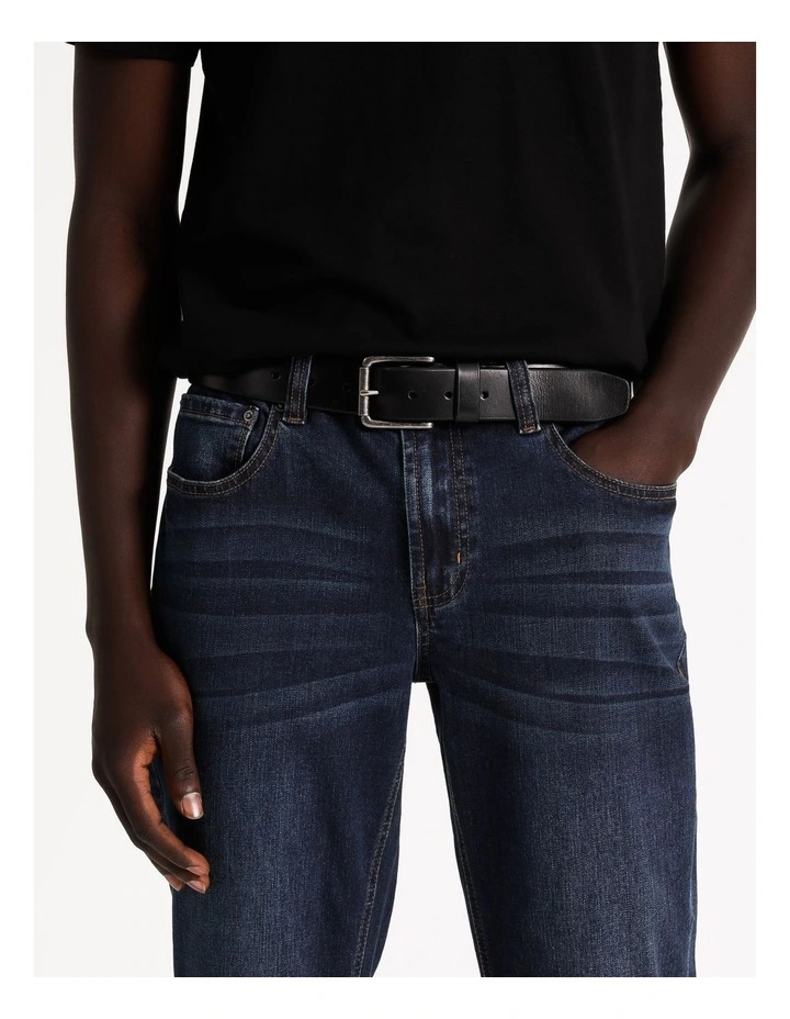 Casual Leather Belt in Black